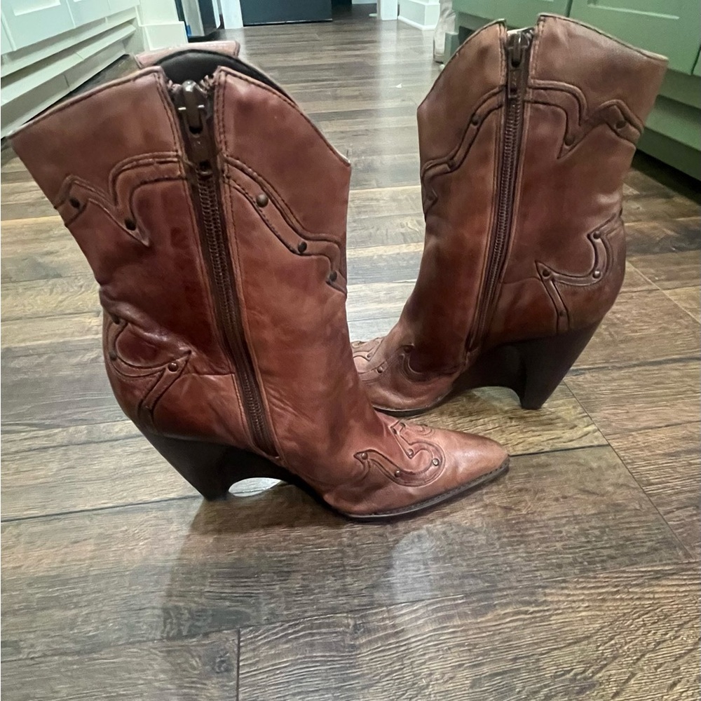 BCBGirls Brown Leather Heeled Boots - Picture 5 of 9